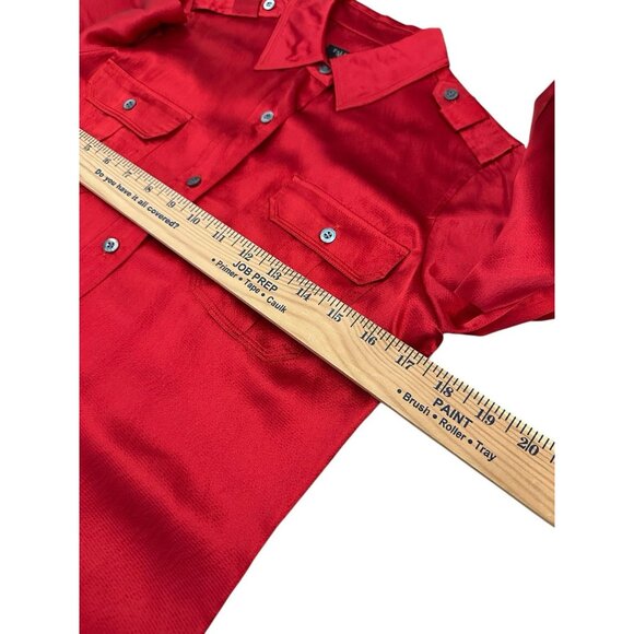 Talbots Petites 100% Silk Blouse Size 4P Red Button Down Holiday Christmas - Picture 6 of 6